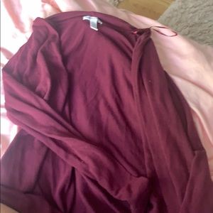 maroon cardigan